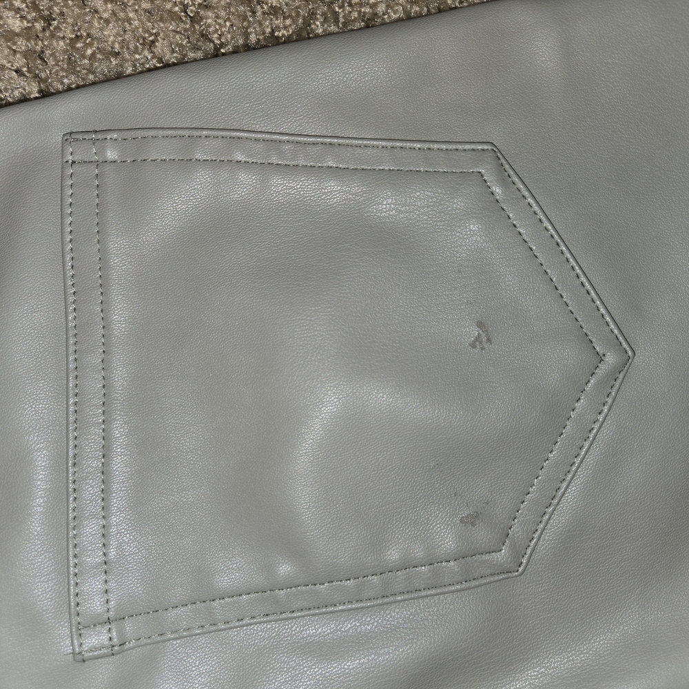 Moss Green Faux Leather Pants - Picture 3 of 3